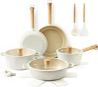 SENSARTE 17Pcs Ceramic Nonstick Cookware Set Non-toxic Healthy Pots and Pans Set Ceramic Kitchen Cooking Frying Pans with Stay-cool Handle, PFAS/PTFE/PFOA Free, Dishwasher Safe, Induction Compatible