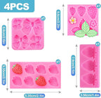 CoguZed 4 Pcs Strawberry and Bow Silicone Molds, Fruit and Leaf Fondant Mold for Chocolate, Candy Making, Cake Decorating and Clay Crafting