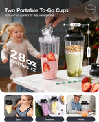 iCucina Smoothie Blender, Personal Blender for Shakes and Smoothies, 700W Pulse Technology Single Serve Blenders with 2 x 28oz Protable Cups for Ice Crush, Frozen Fruit Drinks