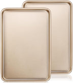 Baking Sheet Pan Set of 2, Wildone Commercial Cookie Sheets for Baking, Nonstick Carbon Steel Jelly Roll Pan Oven Tray 15x10 Inch, Heavy Duty & Easy Clean