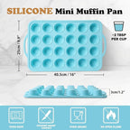 Silicone Mini Muffin Pan with Frame: Nonstick 24 Muffin Tins for Easy Release Baking Egg Bites & Small Cups English mcmuffin - 2-Pack BPA Free Cupcake Pan Oven Safe Molds for Family and Home Bakers
