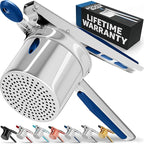 PriorityChef Large 15oz Potato Ricer, Heavy Duty Stainless Steel Potato Masher and Ricer Kitchen Tool, Press and Mash Kitchen Gadget For Perfect Mashed Potatoes - Everytime, Blue