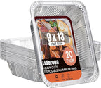 Half Size Aluminum Pans 9x13-20 Pack Aluminum Foil Pans, Heavy Duty Disposable Pans for Cooking, Baking, Meal Prep, Parties & Food Storage