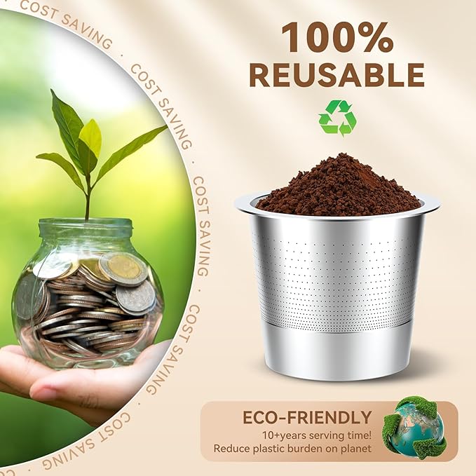 CAPMESSO Reusable K Cups for Keurig 1.0: Stainless Steel Coffee Pod Metal Refillable K Cup - Universal Coffee Filters for Keurig 1.0 Coffee Maker, Eco-Friendly, Innovative Design