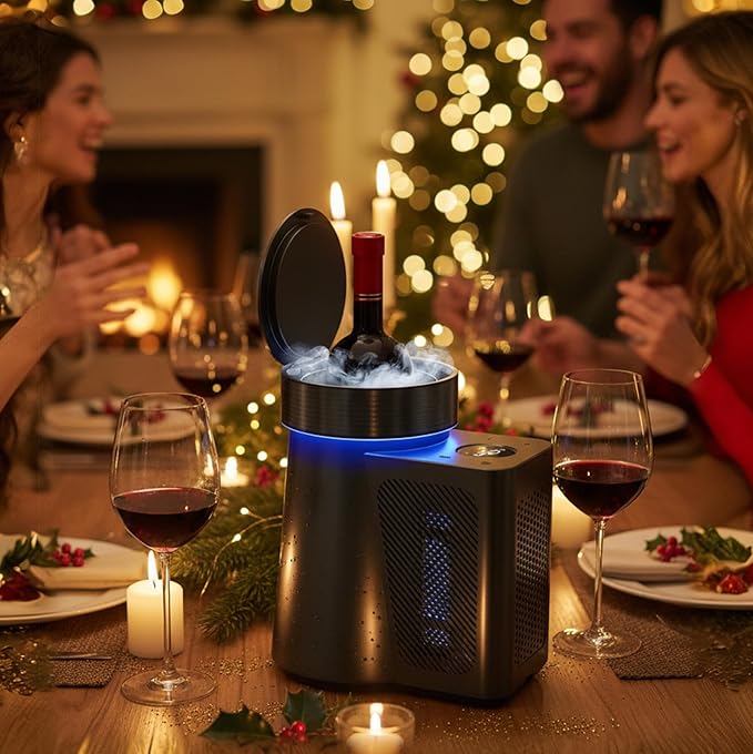 Newise Wine Chiller & Temperature Keeper for Standard 750ml Bottles, Electric Chiller Maintains Perfect Temp, Low-Noise, Christmas Gift Set for Wine Lovers