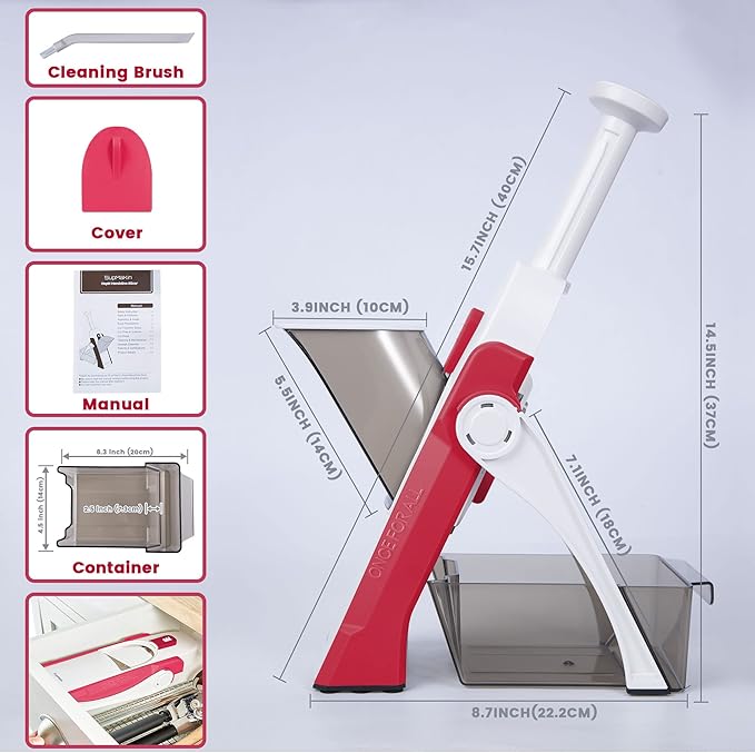 SupMaKin Safe Mandoline Slicer for Kitchen, Vegetable Food Potato Chip Slicer Maual Adjustable Thickness, Chopping Artifact Fast Veggie Salad Chopper Cook Meal Prep