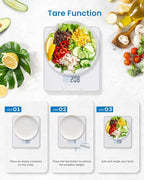 RENPHO Food Scale with Nutritional Calculator, Digital Kitchen Scale for Weight Loss, Smart Food Weight Scale with App for Macro Keto Calorie Cooking, Grams and Ounces, White, 11lb/5kg