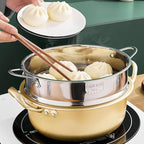 BinaryABC Stainless Steel Dumpling Steamer Basket for Pot,22cm Steamer Insert for Food Veggie Rice Noodle Roll (8.66INCH)