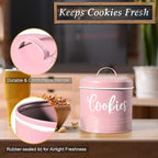 DAYYET Pink Cookie Jar for Kitchen Counter, 1 Gallon Vintage Cookie Jar with Airtight Lid, Large Food Storage Container for Candy, Cookies, Dessert, Farmhouse Kitchen Decor and Accessories