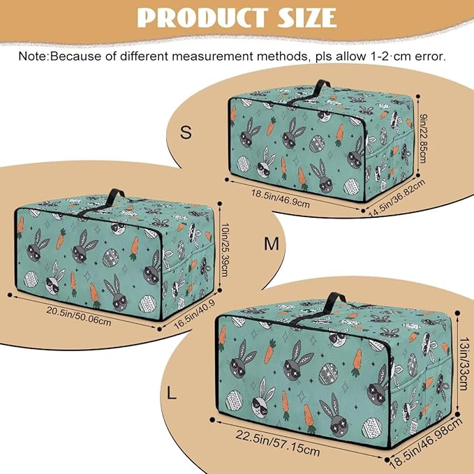 Easter Egg Bunny Carrot Print Toaster Oven Dust Cover Compatible with Most Toasters Ovens, Easter Decor Dust-proof Protector for Kitchen Small Appliance, (Large-18.5*22.5*12.99 inches)