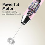 Zulay Kitchen Rechargeable Milk Frother Handheld Lux - Powerful 2-Speed Motor, Waterproof, 2000mAh Battery - Drink Mixer for Latte, Cappuccino, Matcha & Protein Powder - Pink Bubblegum