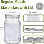 WELLIFE Sunflower Mason Jars 32oz-6Pcs