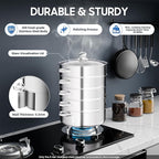 5-Tier Stainless Steel Steamer, 11 Inch Commercial Multi Tier Stainless Steel Cookware Pot Vegetable Meat Steamer Cooker Set w/Glass Lid for Steaming Shrimp & Miscellaneous Grains