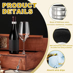 PATIKIL 5 Pcs Wine Bottle Collars, Stainless Steel & Velvet Felt Bottle Drip Ring Anti-overflow Wine Drip Catcher Accessories for Kitchen Bar Party Beverage, Black (Regular)