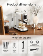 topzee Espresso Machine 20 Bar, Compact Coffee Maker with Milk Frother & Cold Brew Function, 52oz Removable Water Tank, Stainless Steel Cappuccino, Latte Maker, Silver