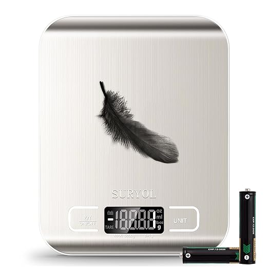 Food Kitchen Scale High-Precision Digital Scale Accurate Weighing for Baking & Cooking Enthusiasts(Silvery & White)