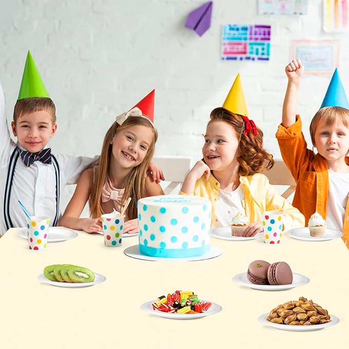 6 inch Paper Plates - 100 Pack, Compostable, Small White Plates for Dessert, Cake, Appetizer