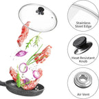 10 Inch Pan Lid, 10 Inch Frying Pan Lids, Tempered Glass Cast Iron Lid for Skillets, Fry Pan, Wok Pot (10 inch)