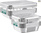 NEEBAKE 24 Pack Disposable Aluminum Pans with Lids Combo Set- 12 Large 9x13 Foil Pans Half Size & 12 Small 8x8 Tin Foil Baking Pans, Tin Trays Containers for Meal Prep, Food Cooking, Roasting, Heating