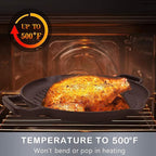 Cast Iron Grill Pan, 12.6 inch Griddle Pan with Dual Handles, Pre-Seasoned Heavy-Duty Cast Iron Skillet for Stovetop, Oven, Indoor & Outdoor BBQ Use