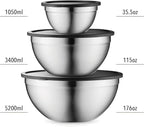 Table Concept Mixing Bowls with Airtight Lids, Stainless Steel Nesting Bowl Set for Space Saving Storage, Ideal for Cooking, Baking, Prepping & Food Storage