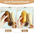 Vegetable Brush, Cleaning Brush with Long Handle for Potato Carrot Cucumber and Fruits Veggie Wash Brushes Wooden Dish Brush for Pans Pots Fruits Vegetable