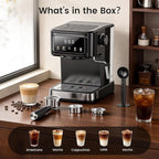 Espresso Machine 15 Bar Compact Electric Coffee Maker with Milk Frother for Latte & Cappuccino, Expresso Coffee Machines, Removable Water Tank, Ideal for Home and Office Use - Cafetera Espresso