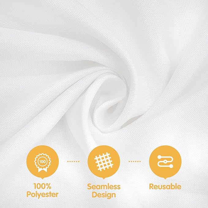 BRILLMAX 8 Pack White Tablecloths for 6 Foot Rectangle Tables 60 x 102 Inch - 6ft Rectangular Bulk Linen Polyester Fabric Washable Cloth Cover for Wedding Reception Banquet Birthday Party