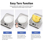 Food Scale, Kitchen Scales Digital Weight Food Grams and Ounces for Weight Loss Baking Cooking of NUTRI FIT, Max 11lb 1g Increment, Backlight LCD Smart Tare Stainless Steel, Easy to Use, AAA Battery