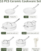 Ceramic Cookware Set - Nonstick Kitchen Pots and Pans Set, Induction Cookware Sets with Cooking Utensils Set, Non Toxic Cookware Set, Non Stick Pan Set for Cooking Pot, Oven & Dishwasher Safe, Gift