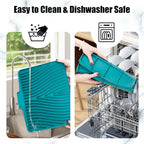 TIKNIK Silicone Dish Drying Mat, Stone Drying Mat for Kitchen Counter with Built-In Drain, Non-Slip Drain Pad with Built-in Drain, Heat Resistant Stone Drying Mat, Hangable, Green-1pcs, 16" x 12"