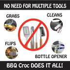 3 in 1 Barbecue Tool 18-inch by BBQ Croc - Light and Long Tongs, Spatula and Grill Scraper (Blue) (18 inch Without Flashlight)