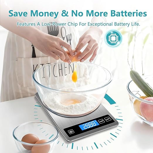 Food Kitchen Scale, Digital Food Scale 22lb/10kg Digital Kitchen Scale Precisely Measures Grams and Ounces for Meal Prep Baking and Cooking, Coffee, 304 Stainless Steel Kitchen Scale LCD Display