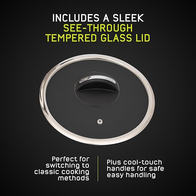 Universal (6.3 Qt/6 Liter) Silver Express Pressure Cooker + Extra Glass Lid, (15 PSI/100 kPa) with Easy Opening System, Ultra Safe Stainless Steel Pressure Cooker