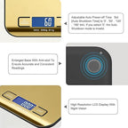 Digital Shipping Scale,Stainless Steel Panel, Accurate Portable Postal Scale for Packages, Small Business,Kitchen, Food, Handmade, Liquids, and Boutique (Mirror Gold Battery(5kg/1g))