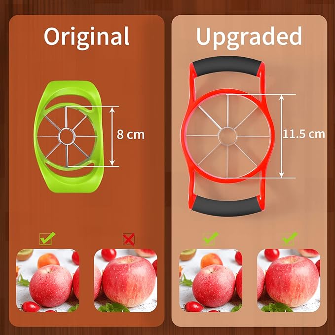 Newness Apple Slicer Corer, 8-Slice [Large Size] Premium Apple Slicer Corer, Cutter, Divider, Wedger, Stainless Steel Easy Grip Fruit Slicer with Sharp Blade for Apples, Pears and More, Red
