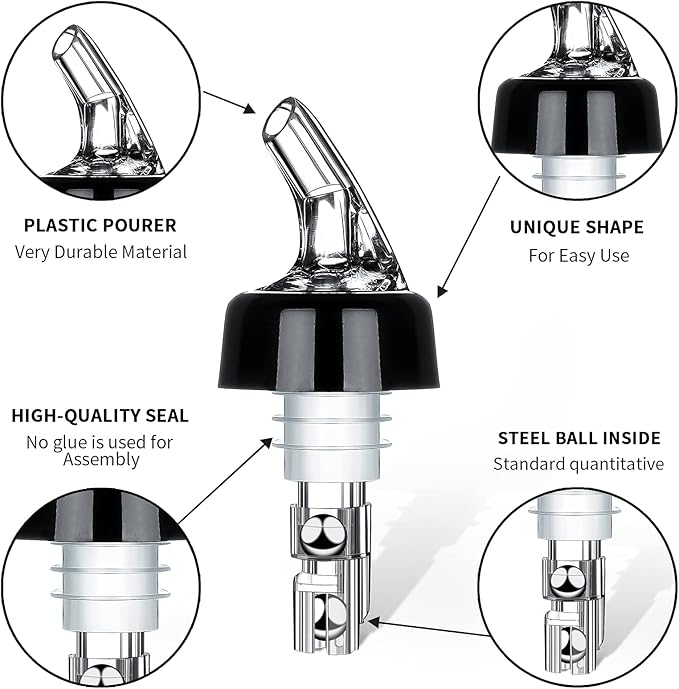 SuproBarware Automatic Measured Bottle Pourer - Quick Shot Spirit Measure Pourer Drinks Wine Cocktail Dispenser Home Bar Tools