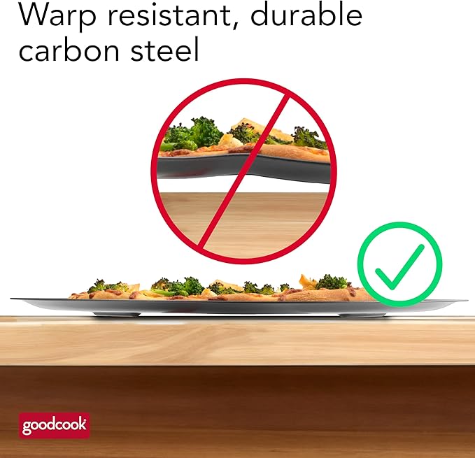GoodCook AirPerfect Insulated Nonstick Carbon Steel Pizza Pan with Cutting Guides, Perforated Nonstick Pizza Pan, 15.75-Inch, Gray