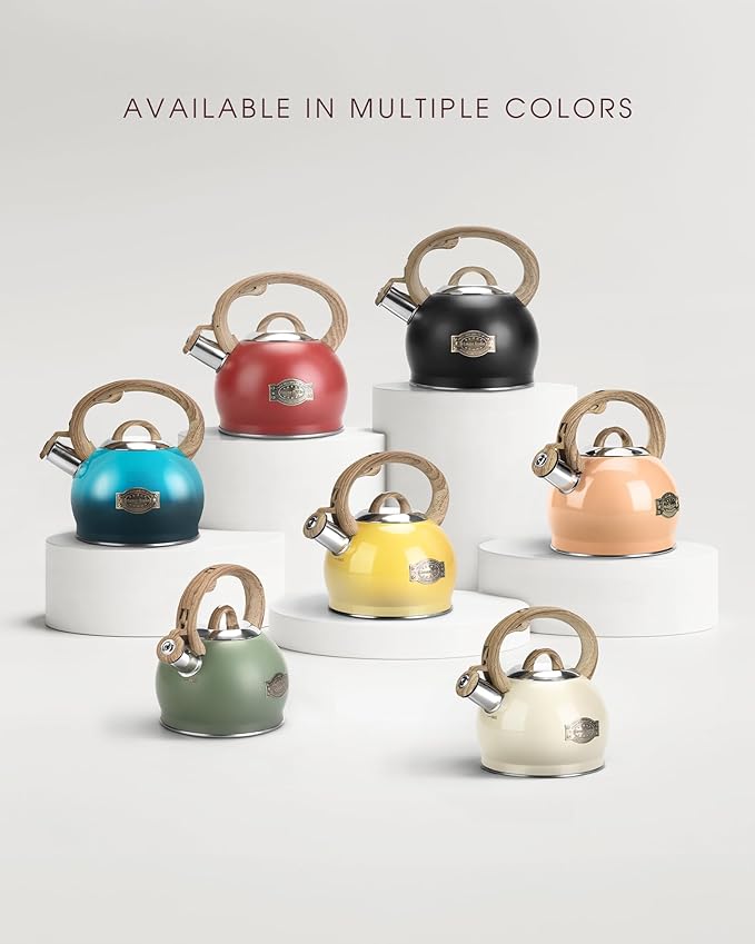 Hauce Radio Tea Kettle for Stovetop, 2.1 Quart Loud Whistle Stovetop Teapots,Food Grade Stainless Steel Tea kettles for Stove Top with Anti-hot Ergonomic Handle,Suitable for All Heat Sources