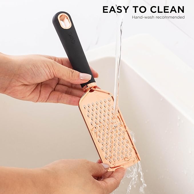 COOK WITH COLOR Kitchen Gadget Set Copper Plated Stainless Steel Utensils with Soft Touch Handles, Copper Black, 7 Pieces