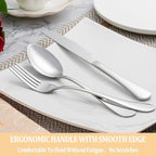 60 Piece Silverware Set Service for 12,Premium Stainless Steel Flatware Set,Mirror Polished Cutlery Utensil Sets,Durable Home Kitchen Eating Tableware Sets,Include Fork Knife Spoon,Dishwasher Safe