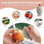 wonlex 4PCS Egg Brush Cleaner Multipurpose Fruit and Vegetable Rotating Scrubber Tool for Fresh Eggs, Reusable Chicken Duck Egg Washer Scrubber (Grey+Yellow)