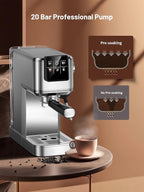 KEENSTAR Espresso Machine 20 Bar Coffe Maker with Rapid Cold Brew, Compact Espresso Maker for Hot and Cold Cappuccino, Latte, Stainless Steel Coffee Machines with 1200ml Removable Water Tank