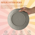 40 PCS Wheat Straw Dinnerware Set | Service for 8 Plastic Dishes Set Unbreakable Plates and Bowls Sets, Drinking Glasses, Dishwasher and Microwave Safe Dish Set for KItchen - Gray Stone