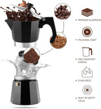 wedrink Stovetop Espresso Maker Aluminum Moka Pot 6 Cups Cuban Coffee Maker Stovetop Coffee Maker Moka Italian Espresso