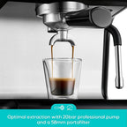 CASABREWS Ultra Espresso Machine with LCD Display, 20 Bar Espresso Maker with Powerful Milk Frother, Customizable Brewing Temperature, Barista-Level Latte and Cappuccino Machine for Home, Black