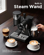 20 Bar Espresso Machine | LED Screen Touch Control | 6 Level Adjustable Grinder | Drip Coffee & Cold Brew, Milk Frother, Assisted Tamper & Built-In Accessory Storage Box | 50oz Tank