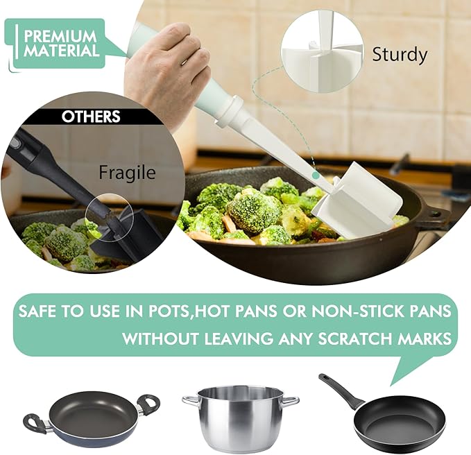 Upgrade Meat Chopper, Heat Resistant Meat Masher for Hamburger Meat, Ground Beef Smasher, Nylon Hamburger Chopper Utensil, Ground Non Stick Mix Chopper Mix Potato Masher Tool (White)