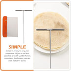 SAFIGLE Stainless Steel Pancake Spreader and Scraper Set, Small round Crepe Tool with Handheld Scraping Board, Kitchen Accessory for Homemade Crepes and Pancakes, 2pcs Cooking Gadget Kit