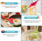 TeamFar Silicone Kitchen Utensils, 7-Piece Kitchen Cooking Utensil Set with Turner Spoon Spatula Ladle, Perfect for Baking Cooking Mixing, Heat-Resistant & Non-Toxic, Dishwasher Safe & Multi Colored